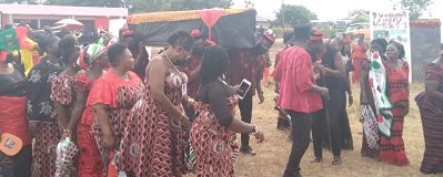 • The remains of Ama Benyiwa Doe carried for burial