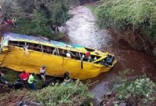 • The bus was swept away after the driver tried to cross fast-flowing water over a bridge