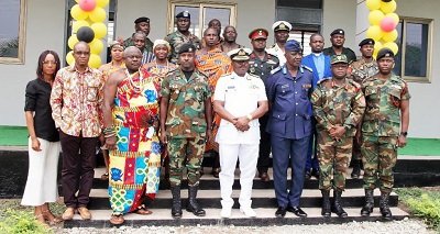 • Vice Admiral Amoama (middle) with other dignitares after commissioning of the Block