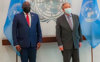 Vice President, Dr. Bawumia (left) and Mr Antonio Guterres after the meeting