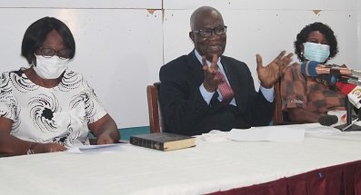 Rev Fred B Dadson(middle) speaking at the meeting. Photo Godwin Ofosu-Acheampong..