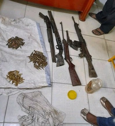 The weapons retrieved by the police