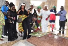 Mr Akwetey (middle) laying wreath on the tomb of the late Dr Nkrumah