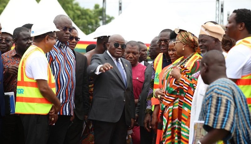 President Akufo-Addo (middle) interacting with dignitaries after the commissioning ceremony