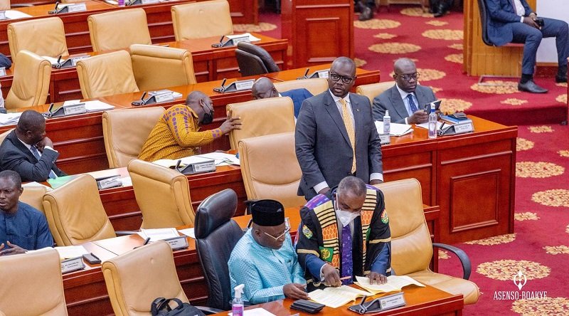 Mr Francis Asenso-Boakye (standing) speaking at the floor of Parliament