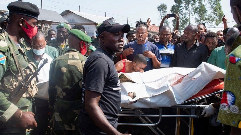 The body of the soldier was brought back into DR Congo from across the border