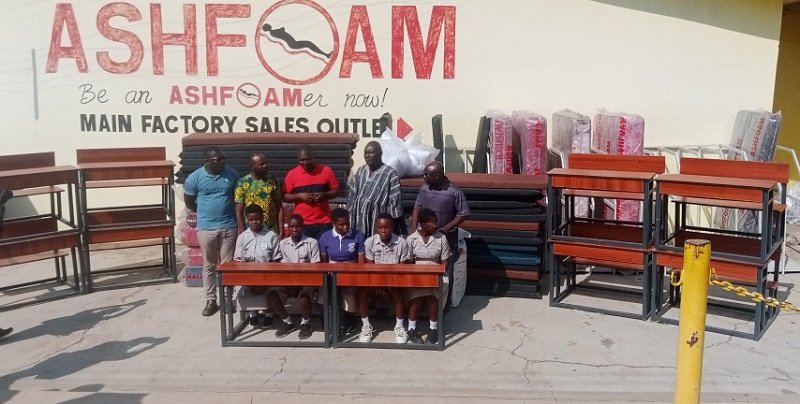 • Mr Darko (in red) with the beneficiaries