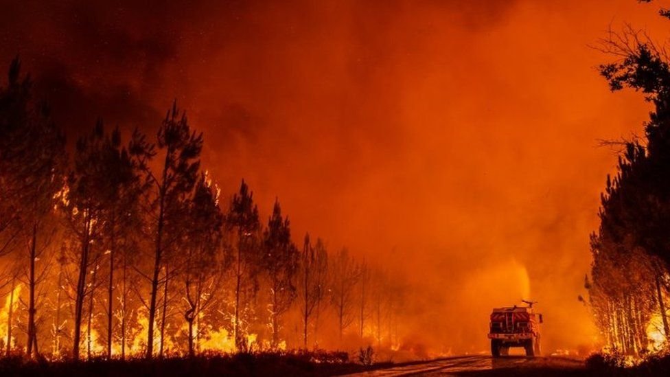 The massive wildfire has been raging for two days in the Gironde region