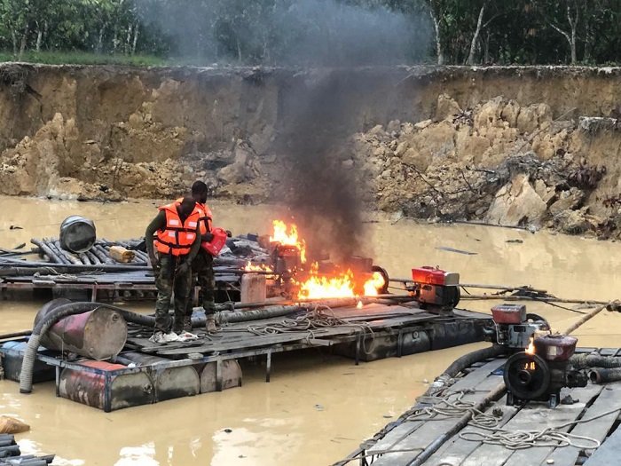 • Illegal mining site on River Offin being cleared by personnel of Operation Halt II