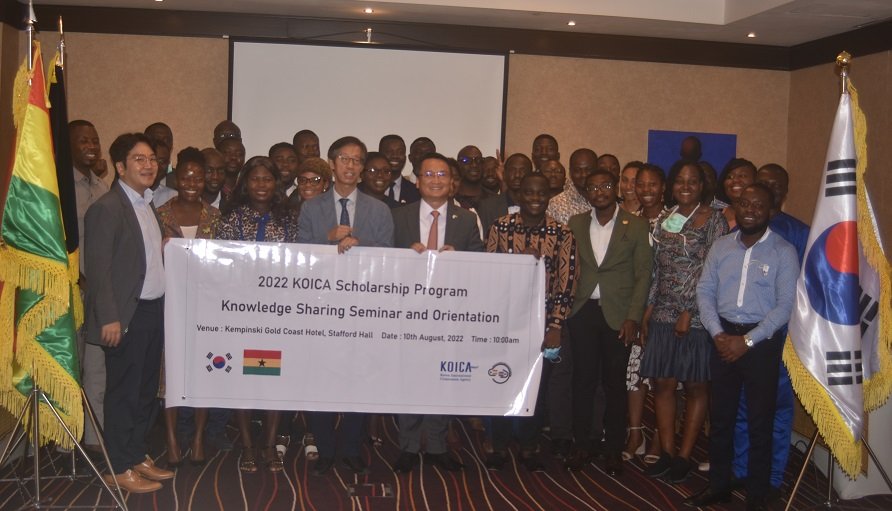 • Mr Lim Jung-Taek(middle) with the beneficiaries. Photo: Godwin Ofosu-Acheampong