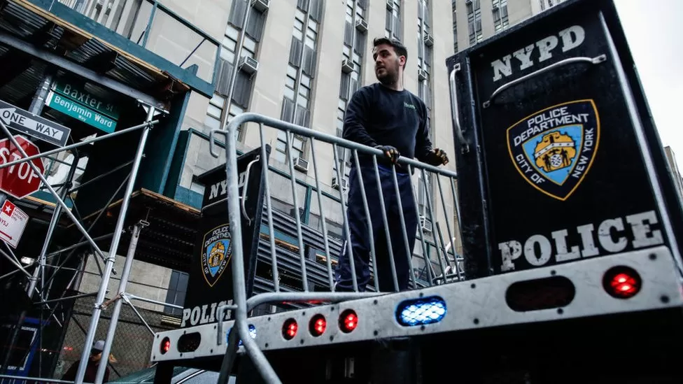• Barricades have been set up outside the offices of the Manhattan District Attorney