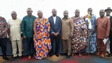 • The Chief of Ashaiman (fifth right) and Mr Amofah (fifth left) with dignitaries after the launch
