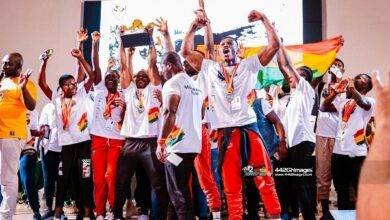 Members of Team Ghana in a jubilant mood