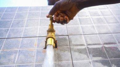 Water flowing from the tap
