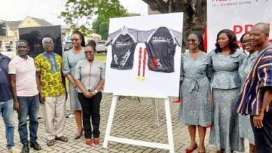 • Dr Hazel Amuah (fourth right) and other dignitaries unveiling the kits for the event during the launch