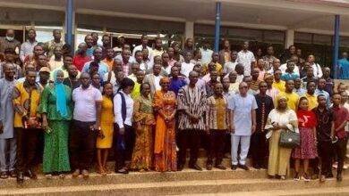 • Alhaji Shani Alhassan Shaibu with teachers at the trainer of trainers workshop in Tamale