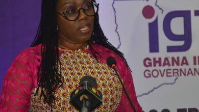 Mrs Ursula Owusu Ekuful (inset) speaking at the forum.