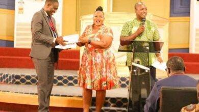 Mr Anyidoho (inset) speaking at the event