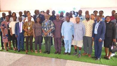 • Mr Kwamena Essilfe Quaison (sixth from right) and Prof. Samuel Dampare (sixth from left) with other dignitaries after the dialogue Photo: Vincent Dzatse