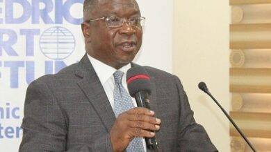 Prof. Bill Buenar Puplampu (inset) addressing the stakeholders at the workshop. Photo. Ebo Gorman