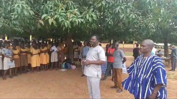 Mr Bright Lanweh (middle) addressing some of the candidates at one of the centres