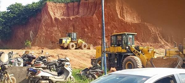 A hill in a residential area excavated to pave way for a taxi rank at Fijai junction