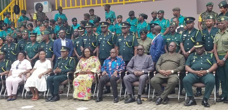 Naana Eyiah Quansah (seated fourth from left) with dignitaries and GIS personnel after the programme