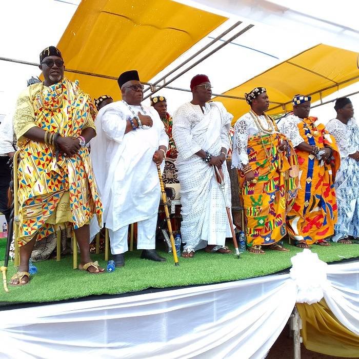 The Awoamezitor Abodakpi (second from left) and the Chiefs at the durbar