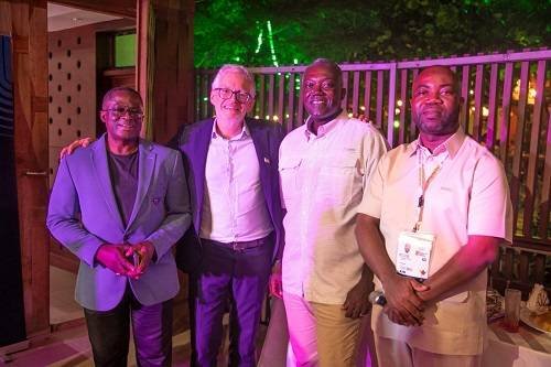 • Mr Ben Nunoo Mensah (left) with an official of the French Embassy, Samseen Deen, Chairperson of the NPC (right) and Mr Isaac Aboagye Duah, a member of the GOC (Second right)