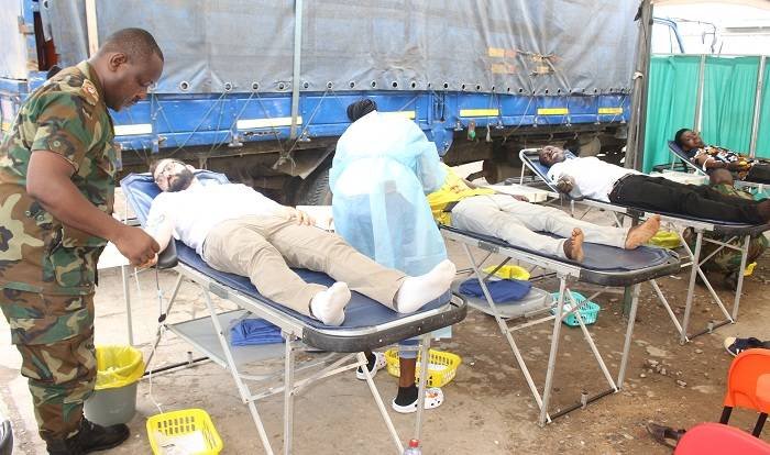 Some of the staff donating blood during the exercise