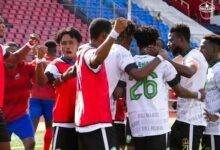 Dreams FC players celebrating Mensah's goal