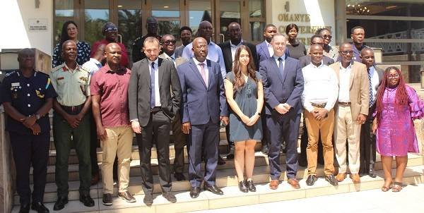 • Mr Samuel Williams Yeboah (fifth from left), Mr Paul Amoroso (fourth from right) with participants after the opening ceremony. Photo. Ebo Gorman