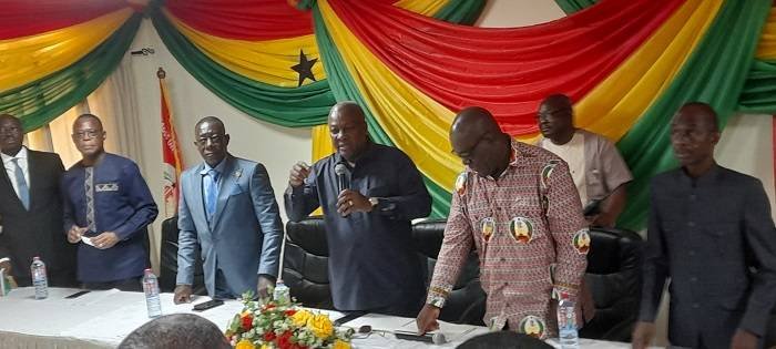 • Former President Mahama (middle) speaking at the meeting