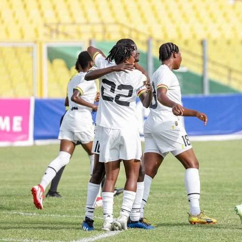 • The Black Princesses celebrate one of the goals Photo: Raymond Ackumey