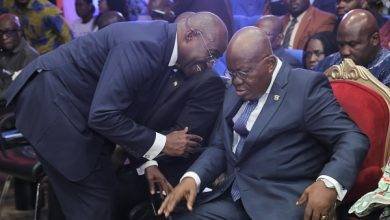 • President Akufo-Addo (right), interacting with Michael Ansah, CEO, Ghana Integrated Aluminium Development Corporation (GIADEC) at the ceremony