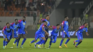 DR Congo players celebrate the win over Egypt