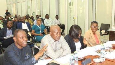 Dr Patrick Kuma-Aboagye, (left) Director-General, GHS answering questions from the committee yesterday. Photo. Ebo Gorman