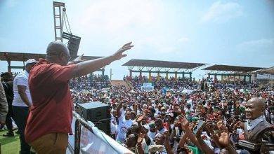 Former President Mahama addressing the supporters after the walk