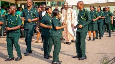 Mr Kwame Asuah Takyi ( right) in a dance with some officers