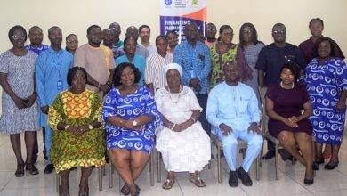 • Elizabeth Ofosu-Agyare (seated first on the left) and Cecilia Sanoo (seated second on the left) with stakeholders at the programme. Photo: Stephanie Birikorang