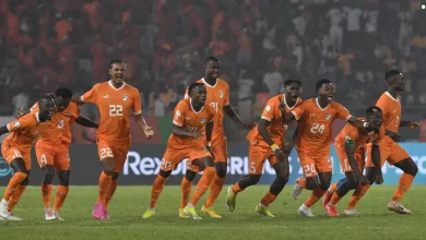• The Elephants celebrate the biggest upset so far in the competition when they ended Senegal's hopes of a defence of the trophy