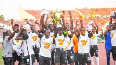 • The Kumasi Anglican SHS team celebrating with the trophy