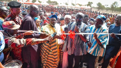 • Dr Bawumia (middle) with other dignitaries cutting the tape to officially open the training school