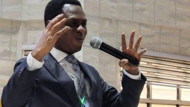 • Aposlte Eric Nyamekye (inset) speaking at the conference