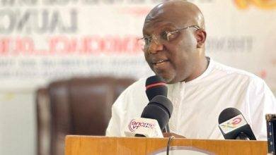 • Mr Seth Kwame Acheampong (inset) speaking to the press