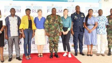 • Maj. Richard Addo-Gyane (fifth from left), H.E Sivine Jansen (fifth from right) with other guests at the launch of KAPS forum Photo: Ebo Gorman