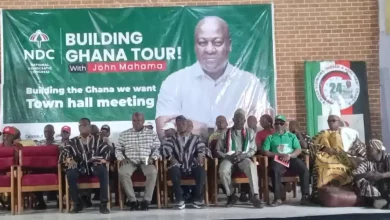 • Former President Mahama (seated second from left) with patrons at the meeting