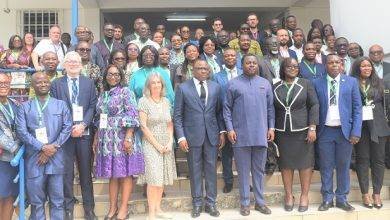 HE Jules - Armand Aniambossou (middle) with Rev. John Ntim - Fordjour (fifth from right) with participants at the conference. Photo: Stephanie Birikorang