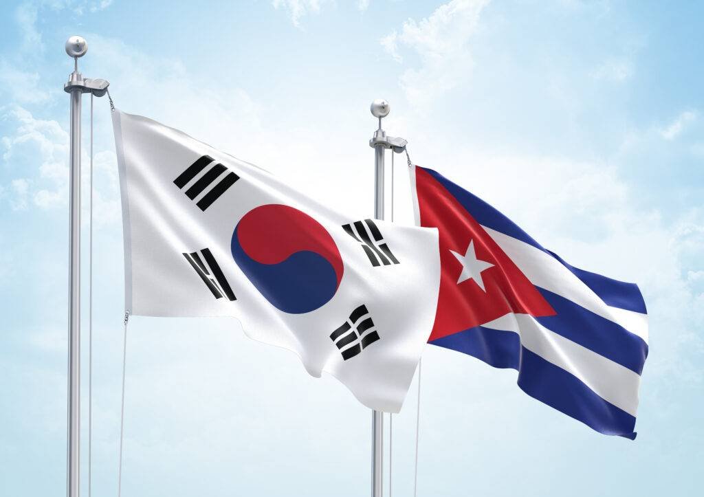 • South Korea and Cuba flags