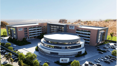 Bird’s eye view of the building complex